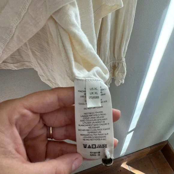 Anthropologie Jenna Lace Bohi Oullover Embroidered Blouse Cream Romantic XL - Picture 5 of 10